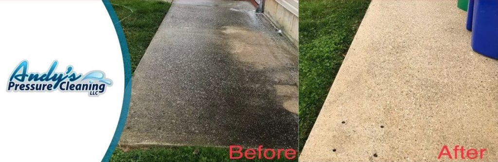 Pressure washing concrete sidewalks